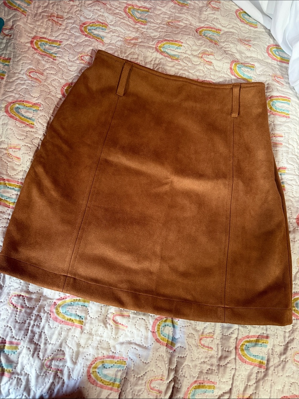 Women's Faux Suede A-Line Mini Skirt - Brown